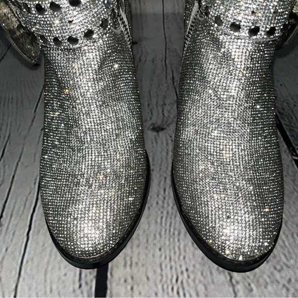 Club Exx Dolls Kill Icy Sheriff Shine Rhinestone Embellished Cowboy Boots - Picture 8 of 17